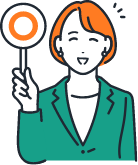 女性が丸印の札をあげている イメージイラスト